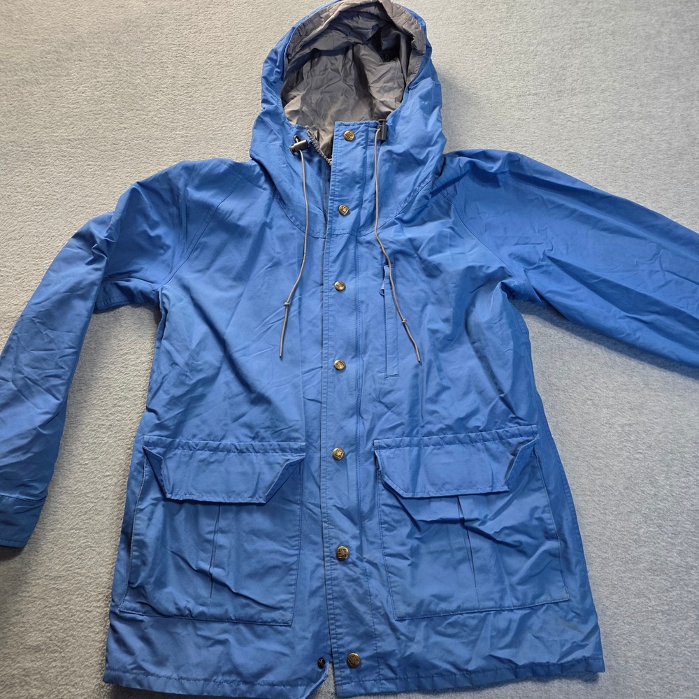 Vintage Columbia Sportswear Large Blue Rain Jacket Hooded Parka Water Repellent